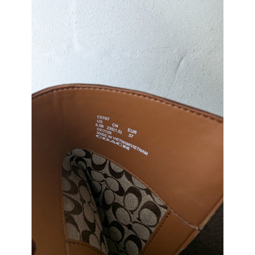 Coach Fitz Riding Boots Women's Size 6.5 Walnut Brown Leather Tall Boots Zip New - Picture 5 of 10